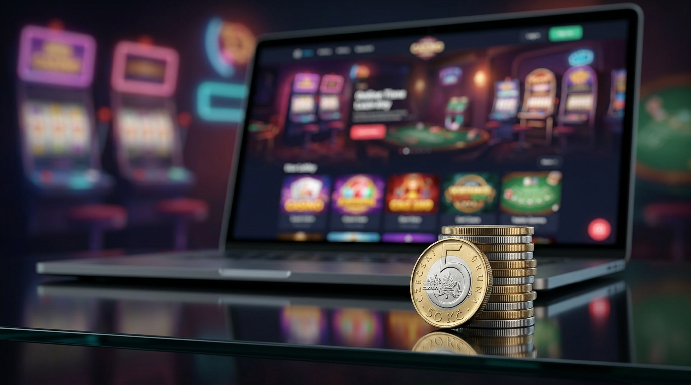 Mince 50 Kč a online casino na notebooku